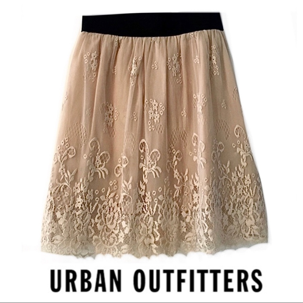 UO Kimchi Blue cream/nude lace skirt